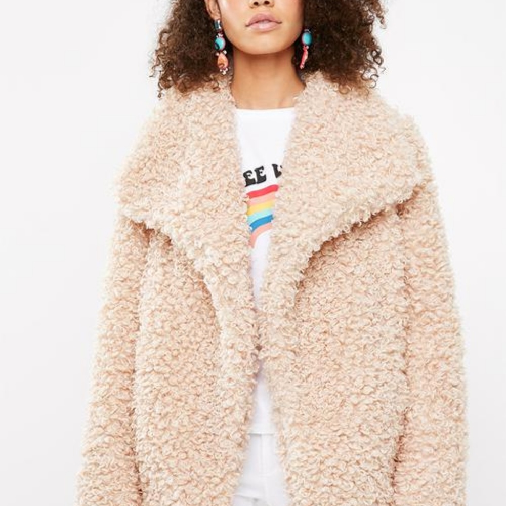 Missguided Pink Shaggy Waterfall Faux Fur Jacket - Picture 4 of 5